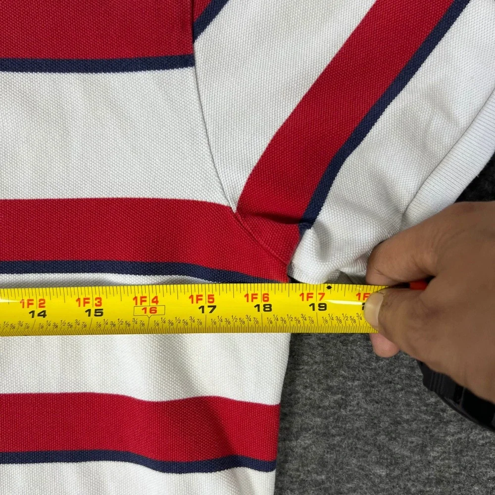 Vintage Polo Ralph Lauren Polo Shirt Men's Large Red White Striped Custom Fit